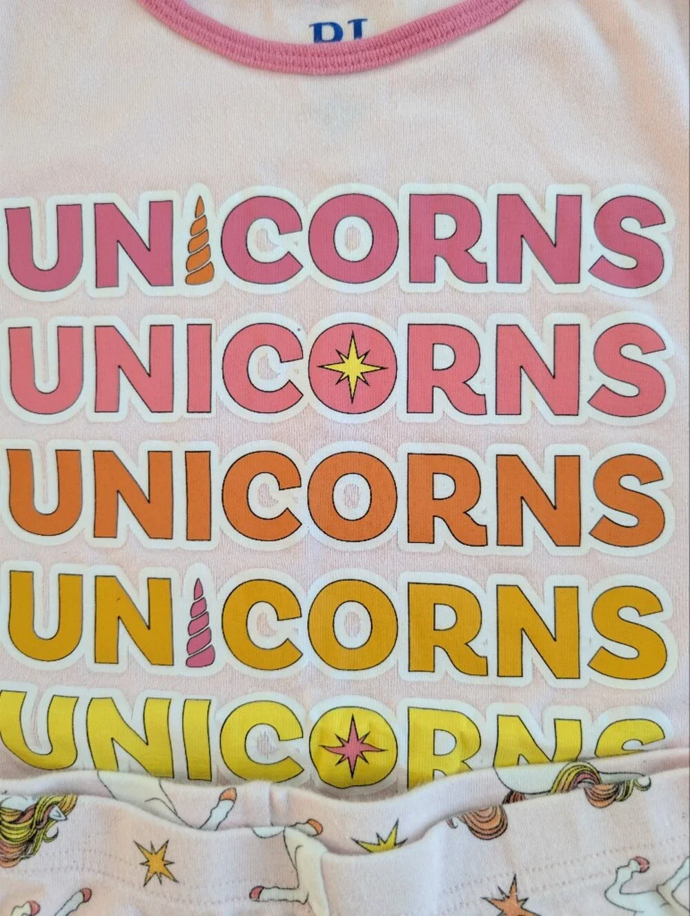 Pj Place Pink Unicorns Kids Pajama Set Cotton Size 8